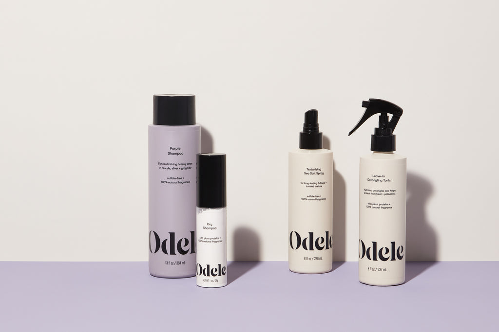 Odele Purple Shampoo, Dry Shampoo, Texturizing Sea Salt Spray and Leave-in Detangling Tonic