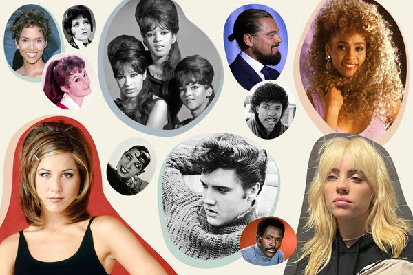 Collage of hair trends through the years
